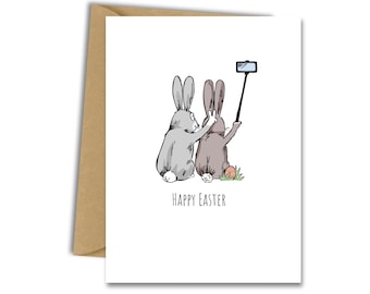 Easter Bunny Selfie Bunny Ears; Funny Easter Blank Greeting Card