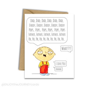 Family Guy Stewie Tarjeta del Día del Padre, Funny Blank Family Guy Tarjeta de felicitación del Día del Padre, Stewie Griffin Dad Daddy Da Tarjeta del Día del Padre