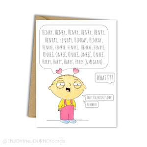 Stewie Griffin Valentine&#39;s Day Card; Family Guy Quote Valentine&#39;s Day