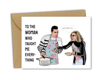 Schitt's Creek Mother's Day Card, David and Moira Rose "Fold in the cheese" Funny card for Mother's Day