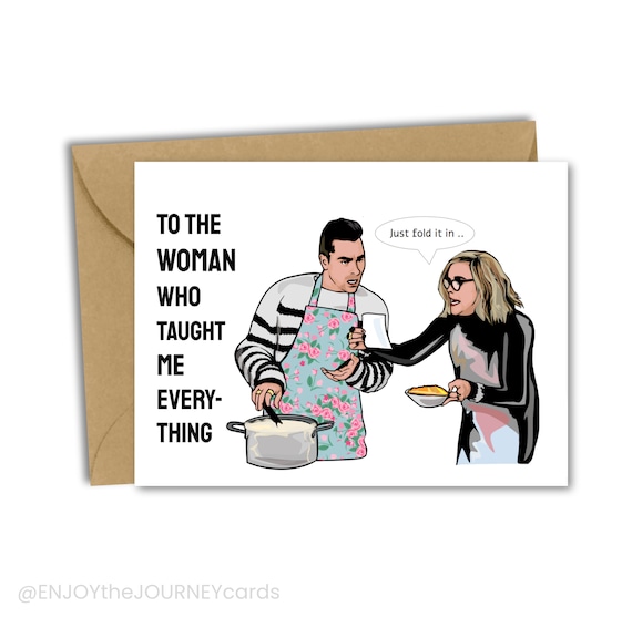 Schitt's Creek Mother's Day Card, David and Moira Rose "Fold in the cheese" Funny card for Mother's Day