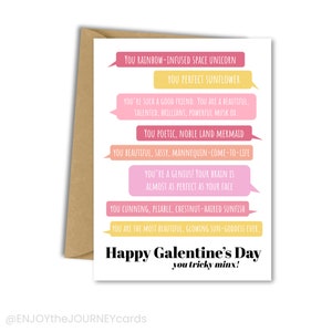 Leslie Knope Compliments &quot;Happy Galentine&#39;s Day You Tricky Minx!&quot; Card, Parks and Rec Galentine&#39;s Day Card, Leslie Knope Funny Quotes Card