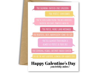 Leslie Knope Compliments "Happy Galentine's Day You Tricky Minx!" Card, Parks and Rec Galentine's Day Card, Leslie Knope Funny Quotes Card