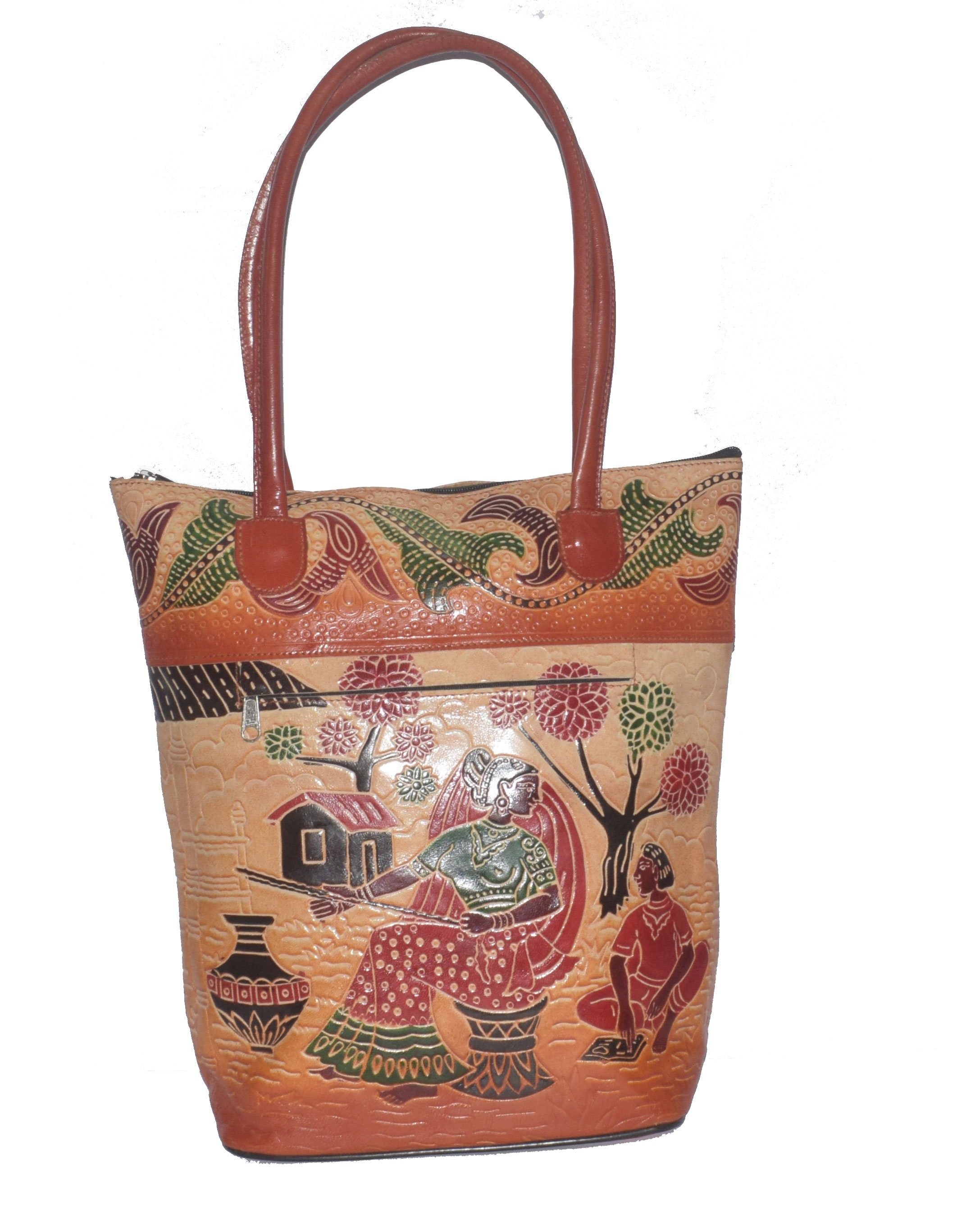 Buy Ananya Leather Handicraft Women Multi Colour Pure Leather Shantiniketan  Traditional Printed Hand Bag Purse Online at Best Prices in India - JioMart.