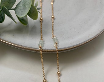 18k Gold Necklace/Gift for her/Necklaces with Gemstones/Minimalist Jewelry/Jade Gemstone/Hypoallergenic Necklaces for woman