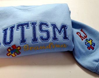 Autism Awareness oma geborduurd sweatshirt