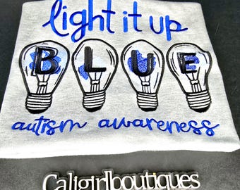 Light It Up Autism Awareness geborduurd sweatshirt