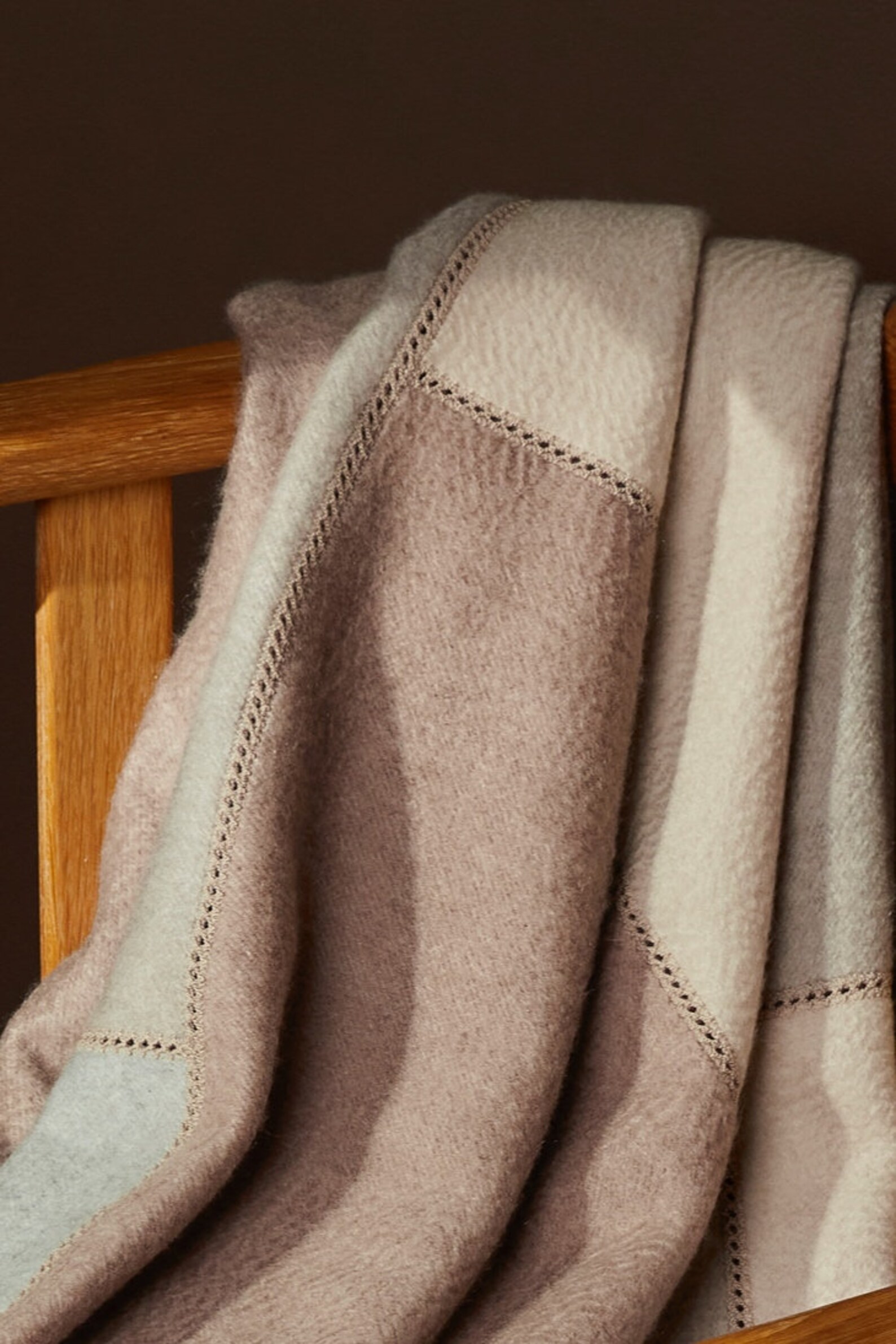 Pure Cashmere throw/blanket with patches and crochet link Etsy