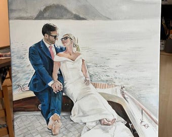 Ritratto a olio su tela da una foto, ritratto di coppia personalizzato, arte personalizzata, regalo di anniversario, per lei, dipinto personalizzato da foto