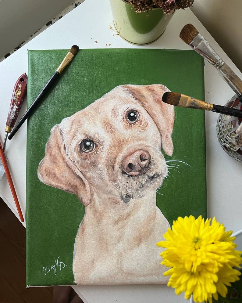 Portrait of a Pet From a Photo Oil Painting on Canvas Dog Cat Etsy