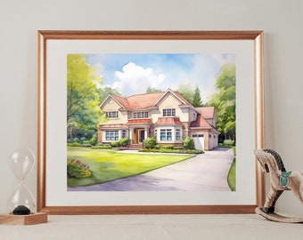 House Drawing ,Home Portrait, Watercolor Wedding, Custom Illustration, Custom Landscape Painting, valentine gift