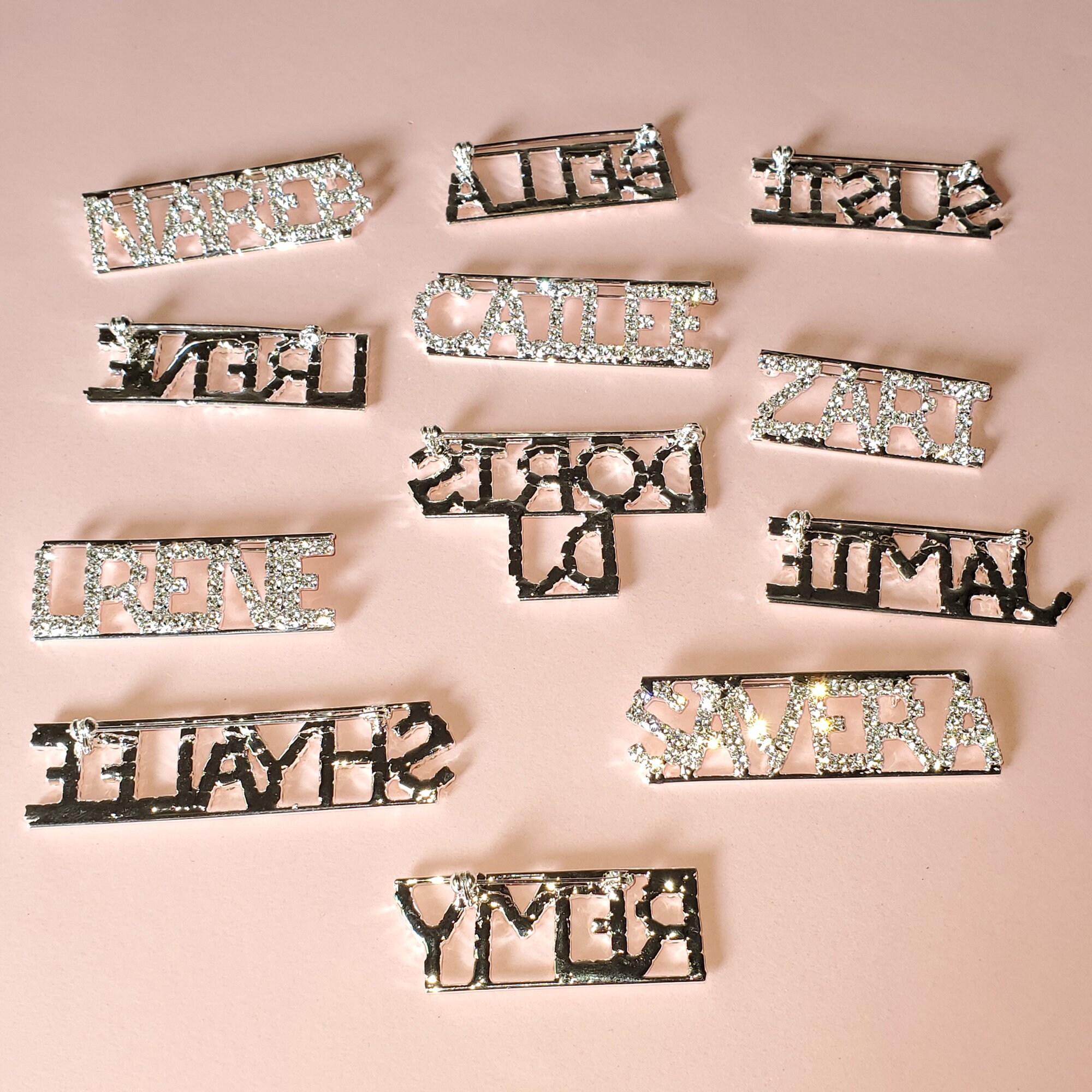Custom Letters Brooch Pins Handmade Bling Brooch Pin Word Etsy