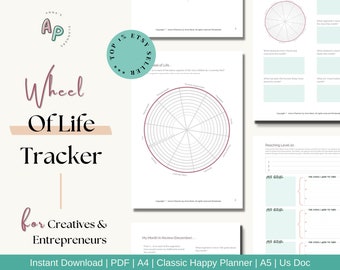 Wheel of Life Printable Planner, Life Circle Tracker, Self Improvement Planner, Mental Health Planner, Self Care Routine, Personal Growth