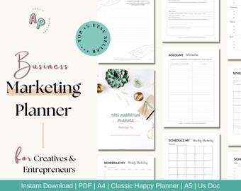 Marketing Planner, PDF Planner Printable, Marketing Plan, Business Marketing Plan, Marketing Strategy, Social Media Marketing