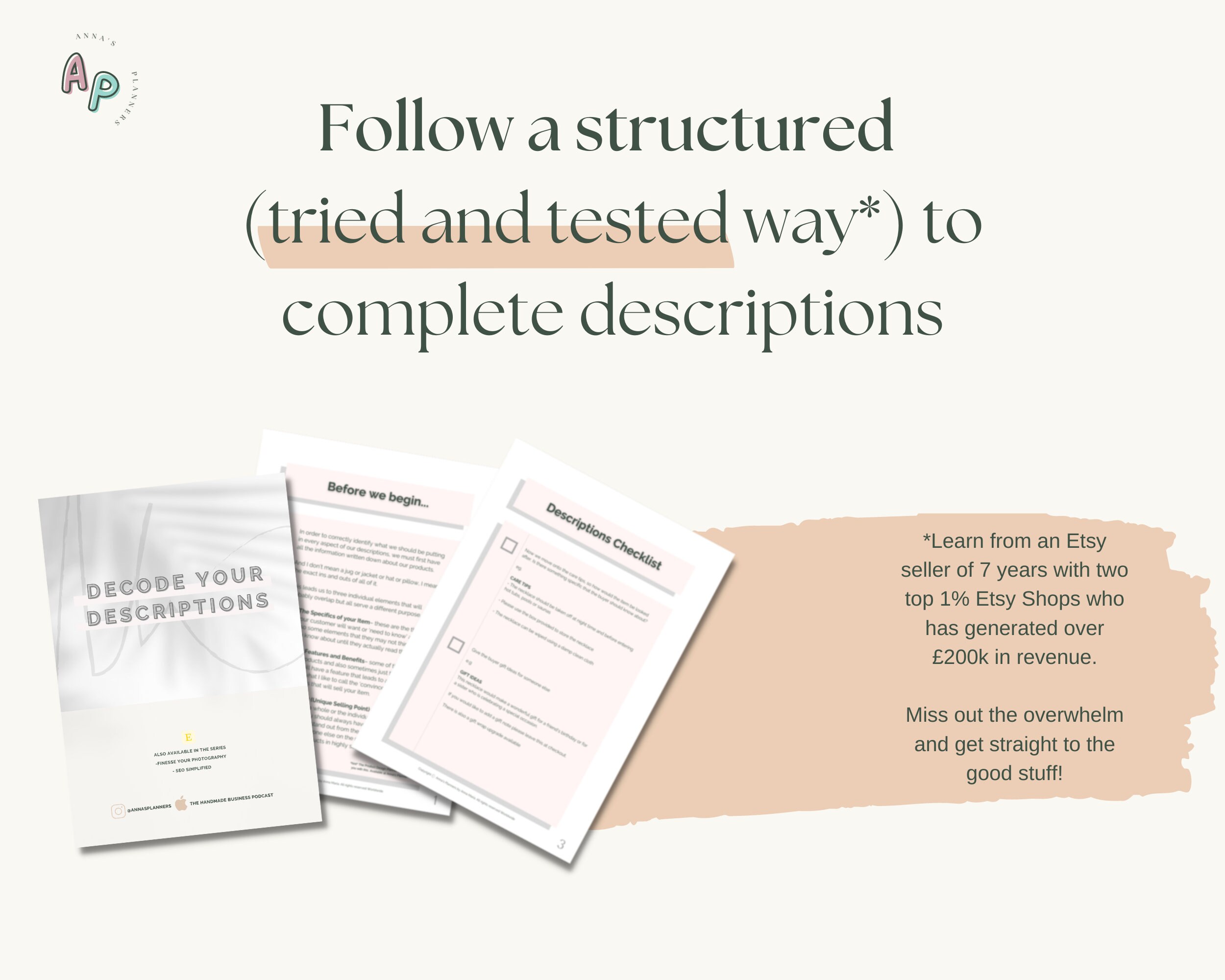 Etsy Descriptions Checklist Printable, Descriptions Template, Etsy Shop