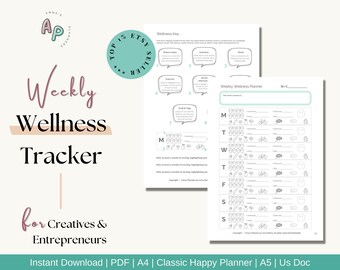 Wellness Tracker Printable, Day and Weekly Water Intake, Mood Tracker, Activities Tracker, Mental Health Tracker, Self Care Routine Tracker