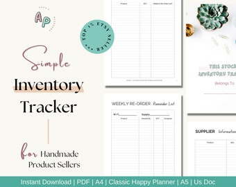 Inventory Tracker for Small Handmade Businesses, Inventory Organiser, Inventory Stock Control, Product Planner Printable, Business Planner