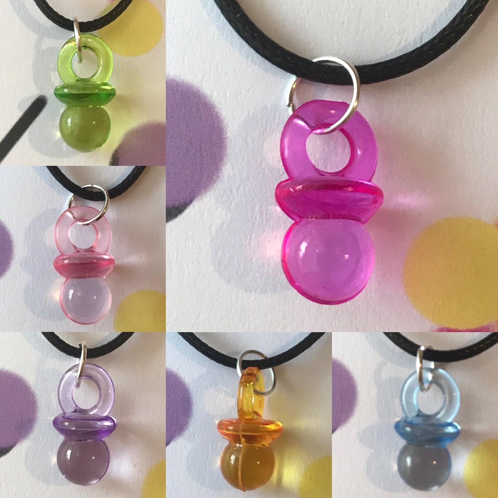 Dummy pendant necklace acrylic black cord rave EDM Etsy