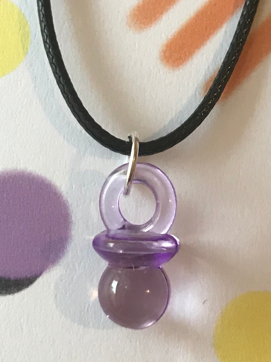 Dummy pendant necklace acrylic black cord rave EDM Etsy