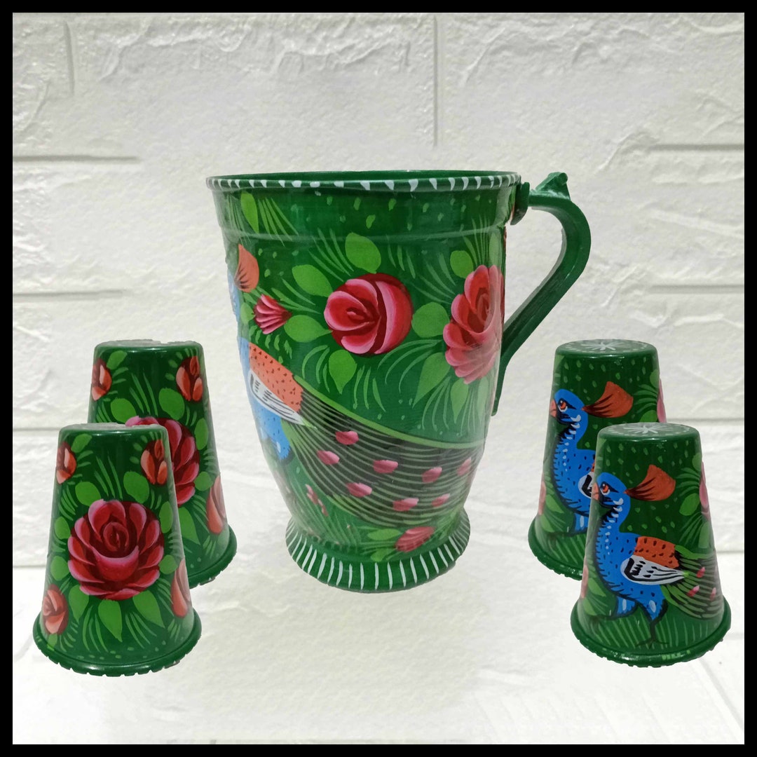 Truck Art Drinkware Set/pakistani Hand Painted Jug With 4 Glass/truck