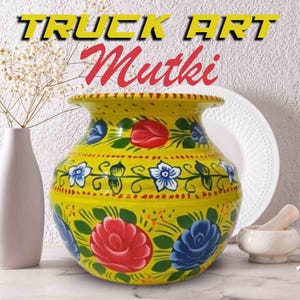 Truck Art Mutki – Hand-Painted Decorative Pot (16.5cm) | Traditional Pakistani Art for Home Décor & Gifts