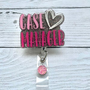 Case Manager Badge Reel - Social Worker Badge Reel - Cute Badge Reel - Glitter Badge Reel