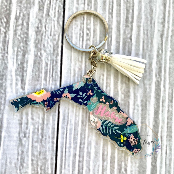 Florida "Home" Acrylic Keychain-Home Keychain-State Keychain