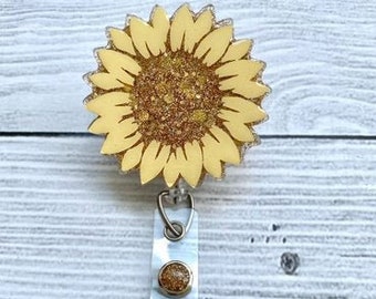 Sunflower Badge Reel - Cute Badge Reel - Nurse Badge Reel - Flower Badge Reel - Summer Badge Reel - Nurse Gift - Acrylic Badge Reel