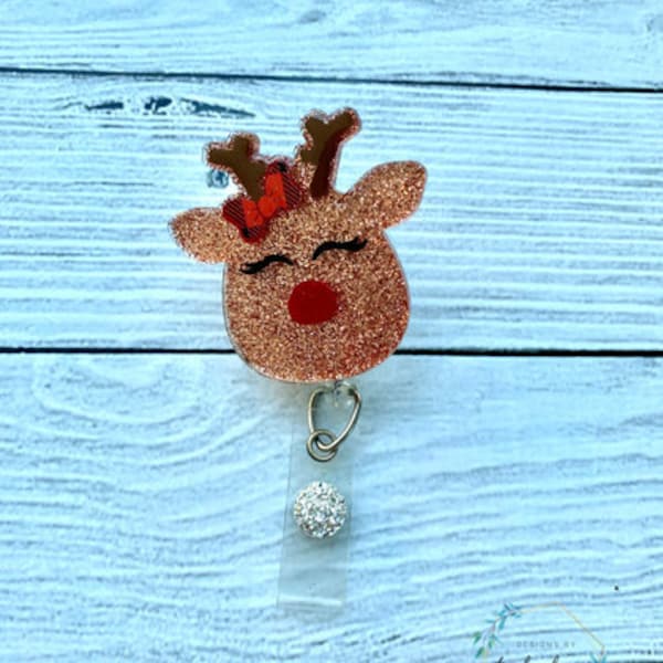 Cute Reindeer Badge Reel-Holiday Badge Reel-Christmas Badge Reel-Medical Badge Reel Cute Badge Reel - Nurse Badge Reel - Medical Badge Reel