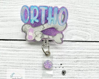 Ortho Badge Reel - Cute Badge Reel - Orthopedic Badge Reel - Glitter Badge Reel - Nurse Badge Reel - Cute Badge Reel - Medical Badge Reel