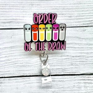 Order of the Draw Badge Reel - Nurse Badge Reel - Medical Badge Reel - Cute Badge Reel - Glitter Badge Reel - Medical Badge Reel