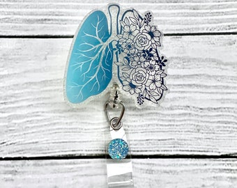 Floral Lungs Badge Reel - Nurse Badge Reel - Medical Badge Reel - Cute Badge Reel - Glitter Badge Reel - Medical Badge Reel - Lungs Badge