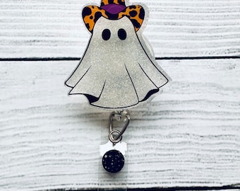 Cowboy Ghost Badge Reel - Cute Badge Reel - Nurse Badge Reel - Glitter Badge Reel - Medical Badge Reel - Nurse Gift - Custom Badge Reel