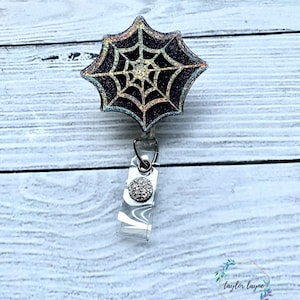 Spiderweb Badge Reel - Halloween Badge Reel - Glitter Badge Reel - Cute Badge Reel - Nurse Badge Reel - Nurse Gift