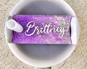 Custom Purple Ombré Tumbler Name Tag - Tumbler Accessories - Name Plate Tumbler - Personalized Tumbler Tag