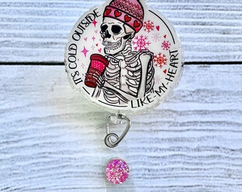 Cold Like My Heart Badge Reel- Valentines Day Badge Reel- Cute Badge Reel - Nurse Badge Reel - Medical Badge Reel - Glitter Badge Reel