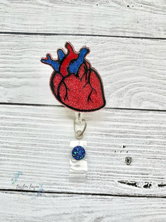 Anatomical Heart Badge Reel Nurse Badge Reel Heart Doctor Badge Reel  Glitter Badge Reel Nurse Gift Cute Badge Reel Custom Badge 
