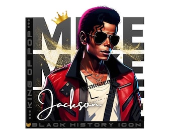 Black History Month Michael Jackson King of Pop Tribute - PNG Instant Download