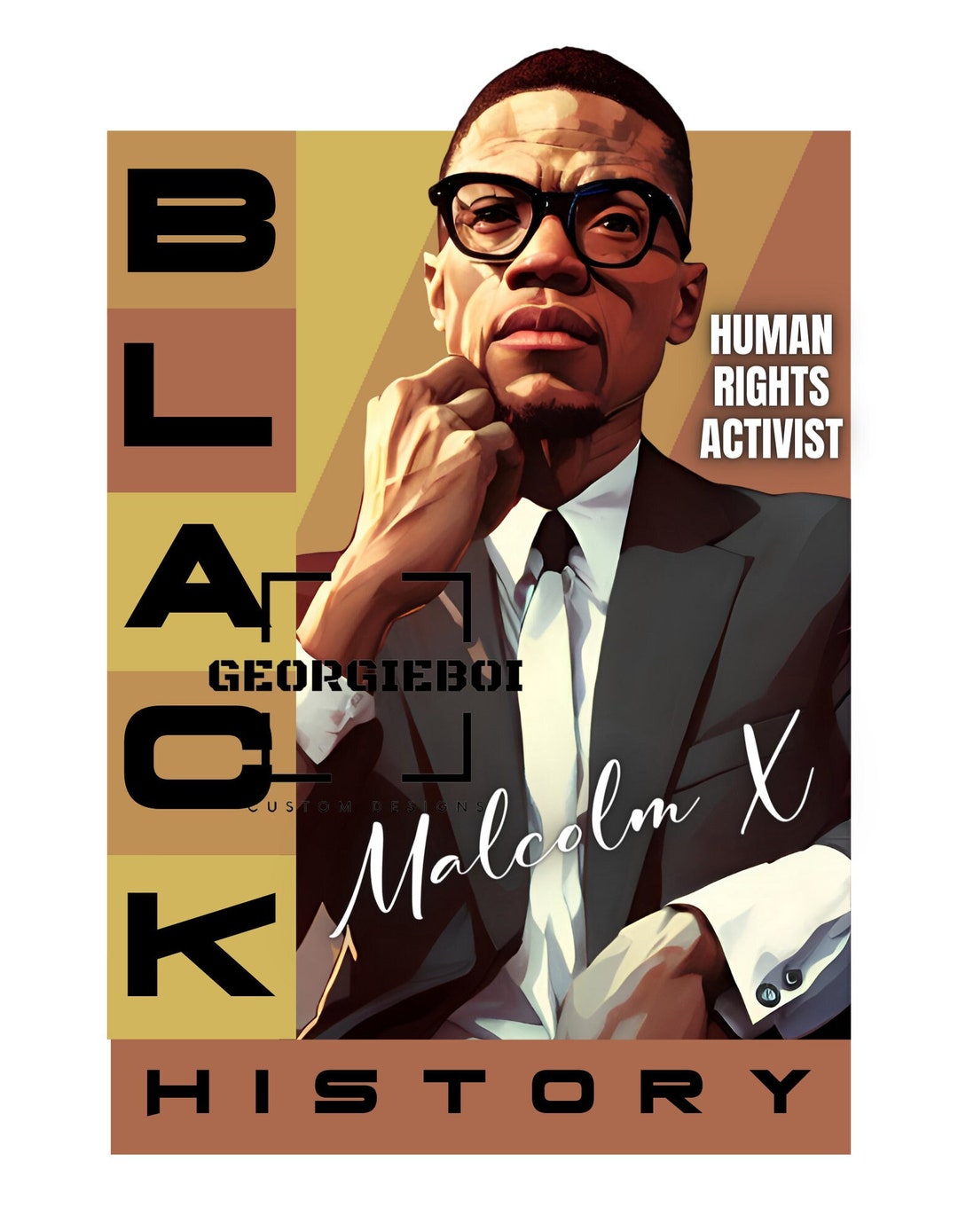 Black History Malcolm X Tribute PNG Instant Download Etsy