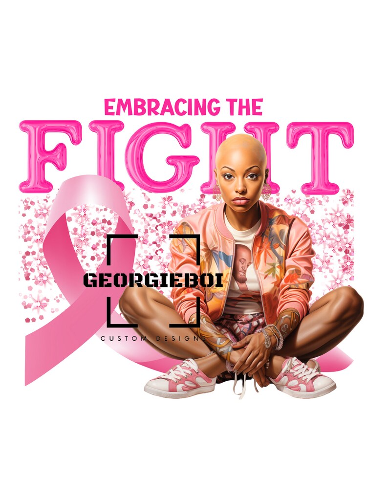 Pink Fight Letters Embracing the Fight - PNG - Etsy