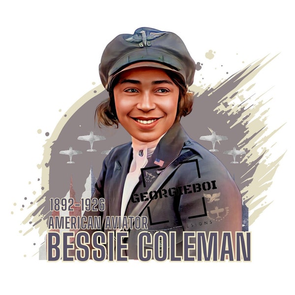 Bessie Coleman American Aviator - PNG Instant Download