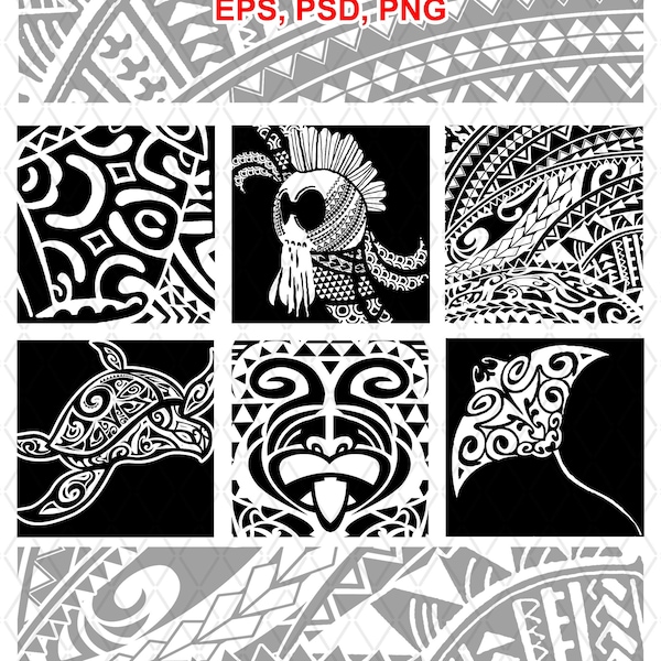 Digital Download - Large Polynesian Tribal pattern Graphics - pdf, jpg, png file for t-shirt, wall art