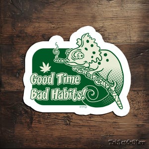 Funny Cartoon Chameleon Die-cut Stickers, Weed Cartoon Stickers, Meme Stickers, Funny Stickers, Gift Stickers. Notebook Decals.