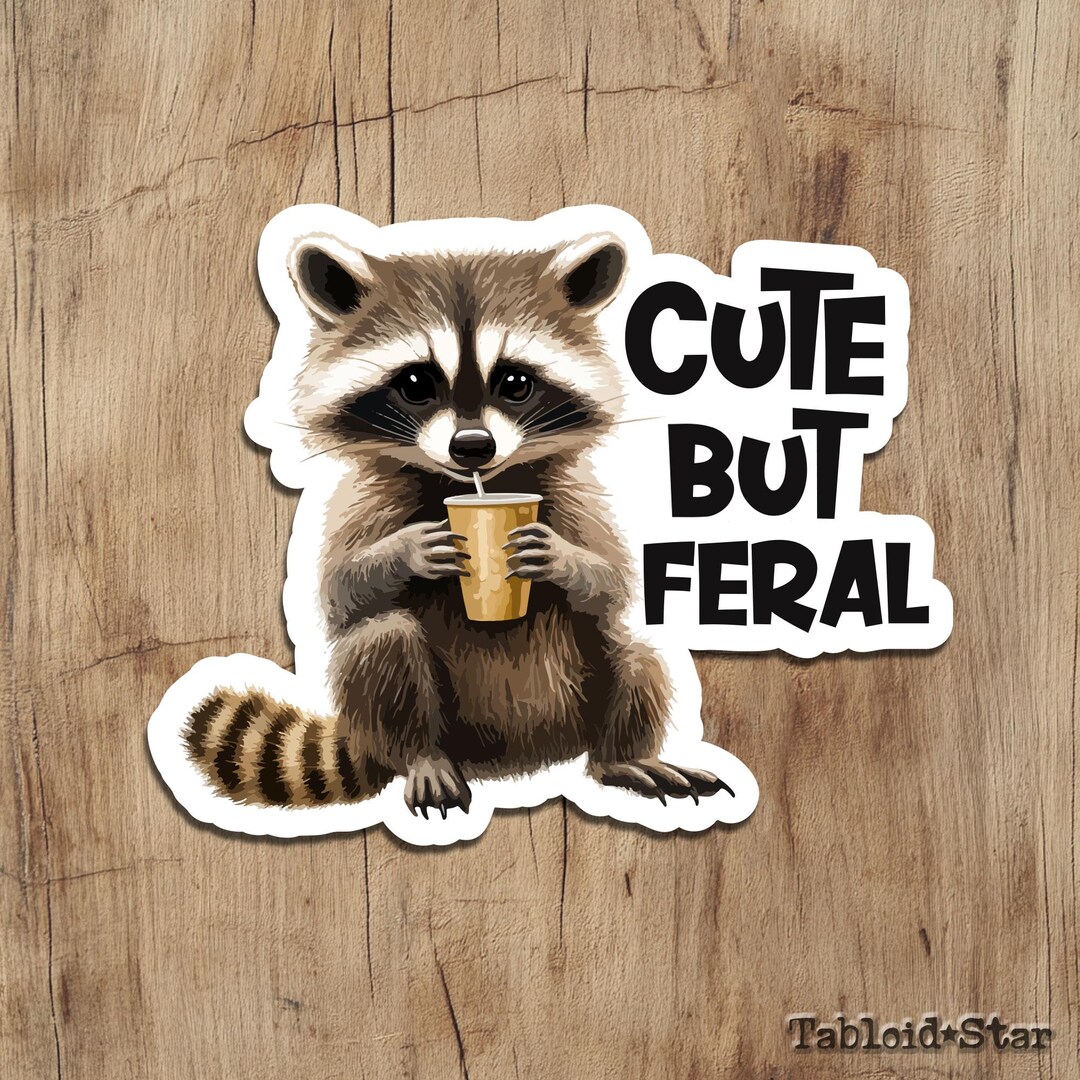 Cute but Feral Raccoon, Funny Raccoon Stickers, Raccoon Meme Stickers ...
