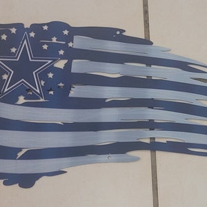 Dallas Cowboys Wall Hanging Metal Flag 19&quot; Long