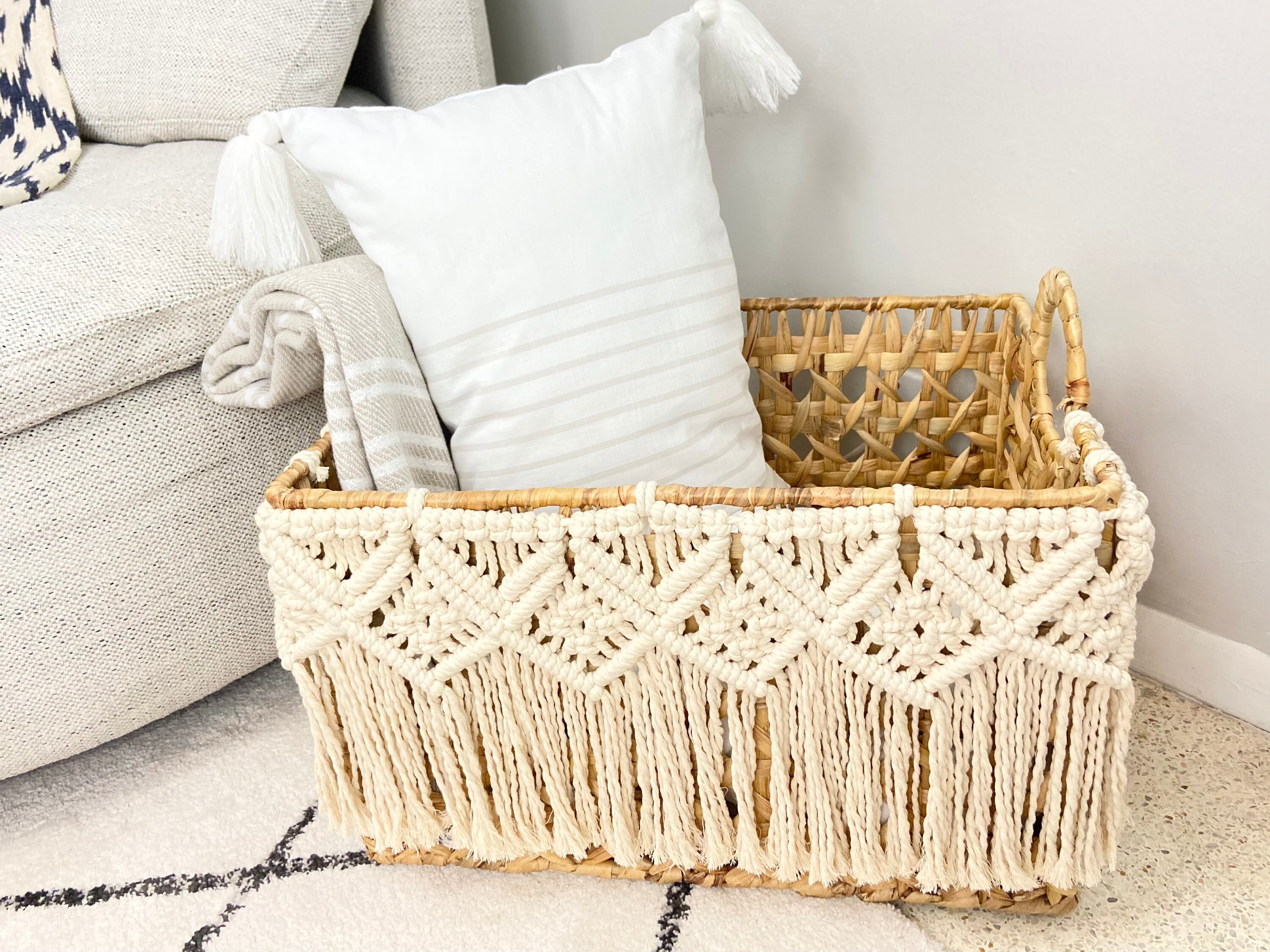 Macrame Basket Macrame Home Decor Basket With Macrame Etsy