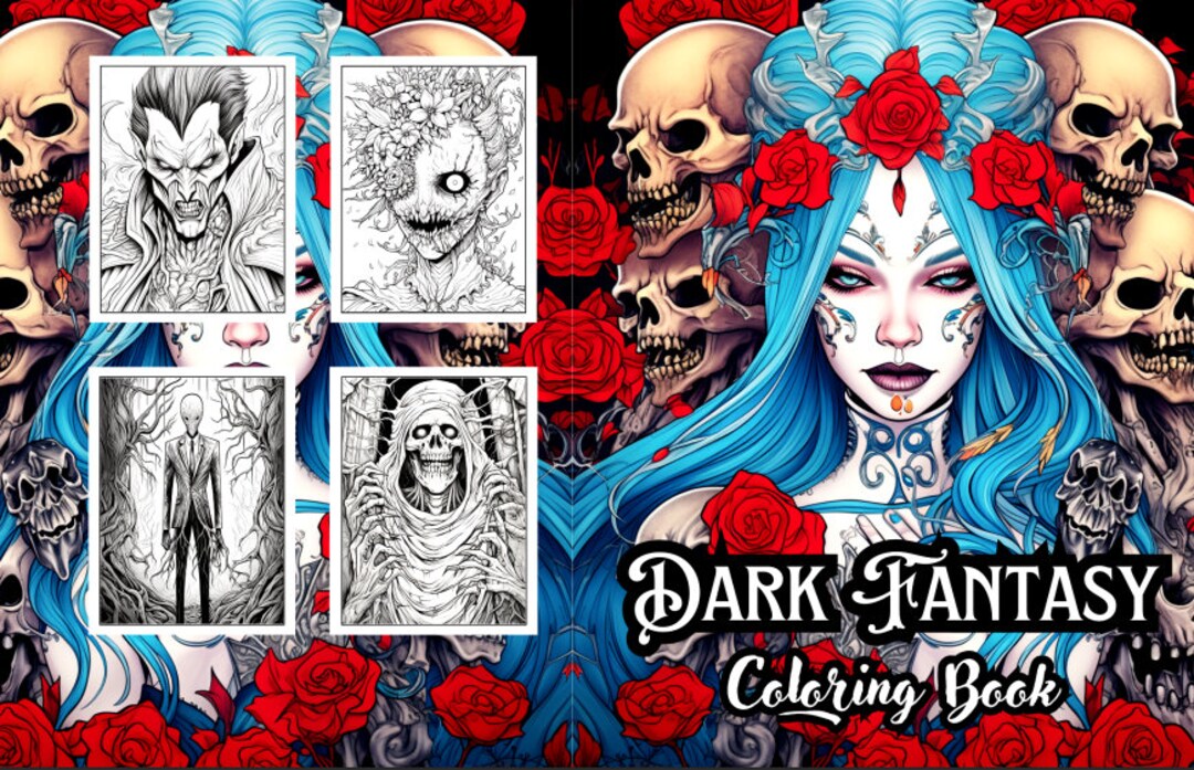 Dark Fantasy Coloring Book 50pg - Etsy