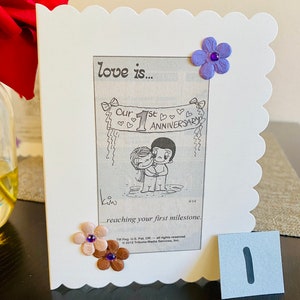 Love is... | Kim Casali| |Original Comic Clips| Hand-crafted| Special Occassion|  1st Anniversary| 25th| 30th| Birthday Love| Love