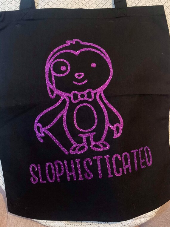 Gift idea Slophisticated quirky tote bag purple glitter