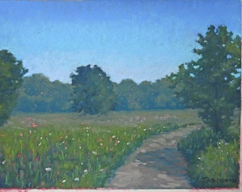 Original Pastel Painting | "Summer Path" | Soft Pastel Landscape |